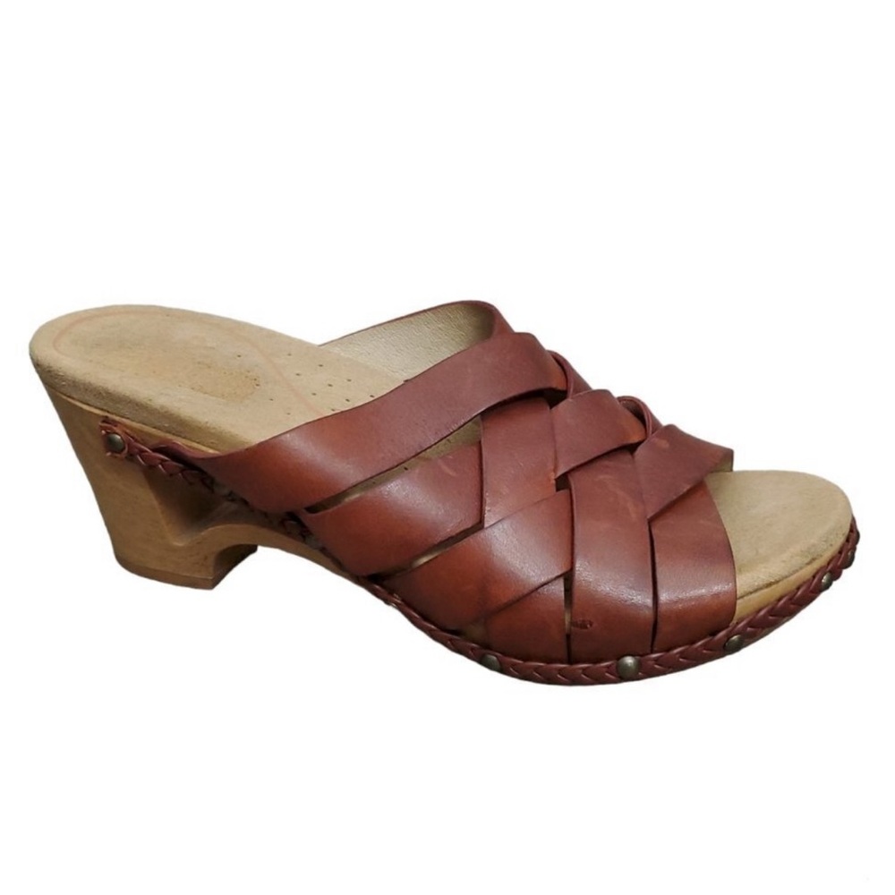 Dansko Tory Clog Brown Leather Slide Sandals - Picture 2 of 9